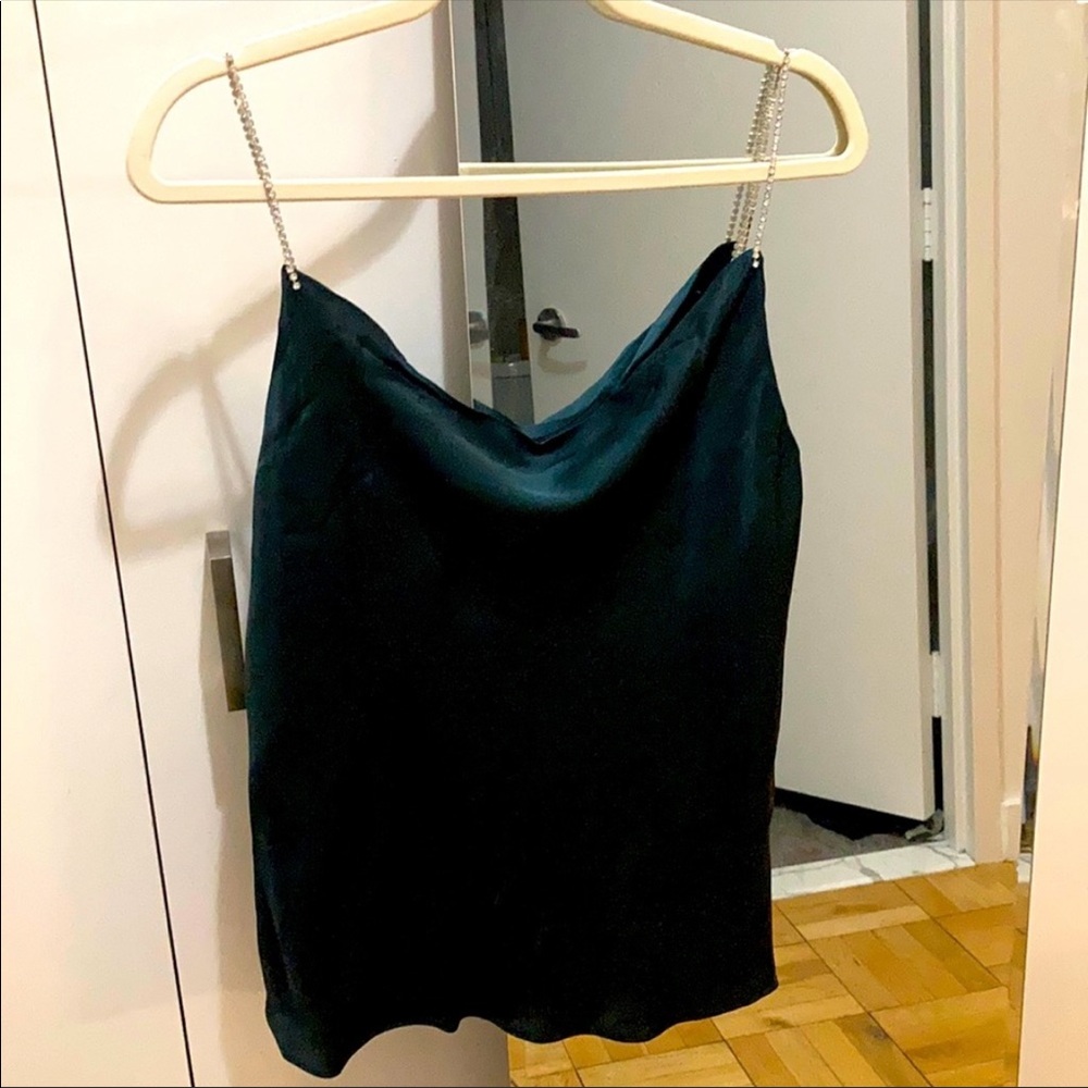 NWT Gorgeous green tank with Crystal rhinestones